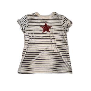 Disney Parks Blue White Striped Red Star Mickey Shirt Size XL